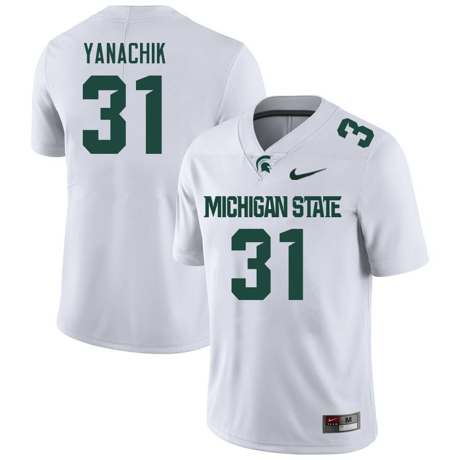 Men #31 Jack Yanachik Michigan State Spartans College Football Jerseys Stitched Sale-White